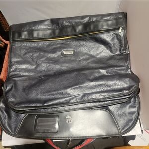 Vintage Samsonite Brown Leather Bi-Fold Hanging Garment Travel Bag Luggage